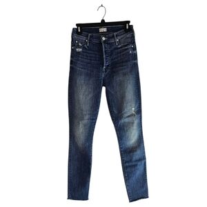 MOTHER The Stunner Ankle Fray Grafilli Girl Blue Skinny Jeans 26 Preowned